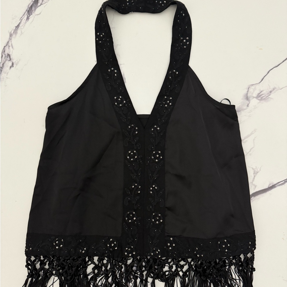 Zara Sequin Black Halter Top